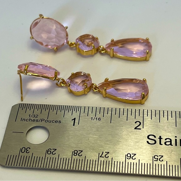 Pink Oval Round Teardrop Large Handmade Earrings - Picture 3 of 3